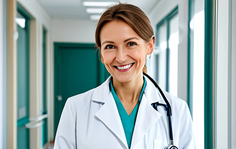 **Prompt:** A professional female doctor in a modern Moscow hospital, wearing a clean, white coat and stethoscope, smiling warmly at the viewer, fully clothed, appropriate attire, safe for work, perfect anatomy, natural proportions, professional medical photography, high quality, bright lighting, family-friendly.