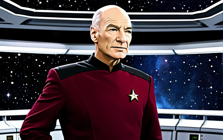 **Prompt:** Captain Jean-Luc Picard in his Starfleet uniform, standing on the bridge of the Enterprise-D, gazing thoughtfully at a star chart, fully clothed, safe for work, appropriate content, professional, perfect anatomy, correct proportions, natural pose, high quality, detailed background. Picard should look wise and contemplative. The bridge should be brightly lit and show advanced technology.