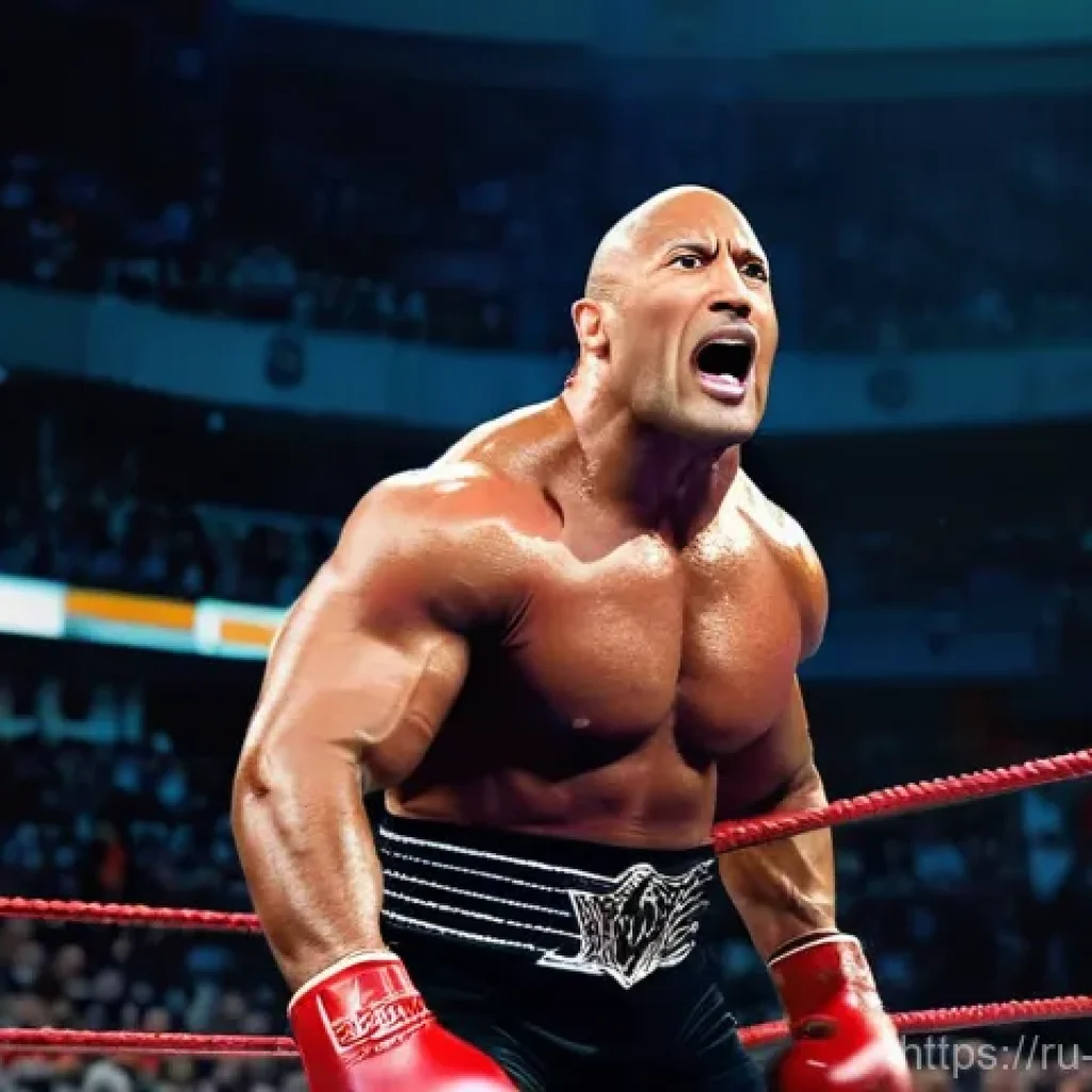 Dwayne Johnson의 레슬링에서 연기로의 전환 - **Image Prompt 1: The Electrifying Wrestler "The Rock"**
A highly dynamic and energetic full-bod...